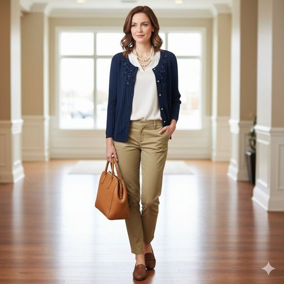 Juicy Couture Navy Blue Floral Embroidery Silk Cashmere Knit Cardigan Size Large - Picture 12 of 15